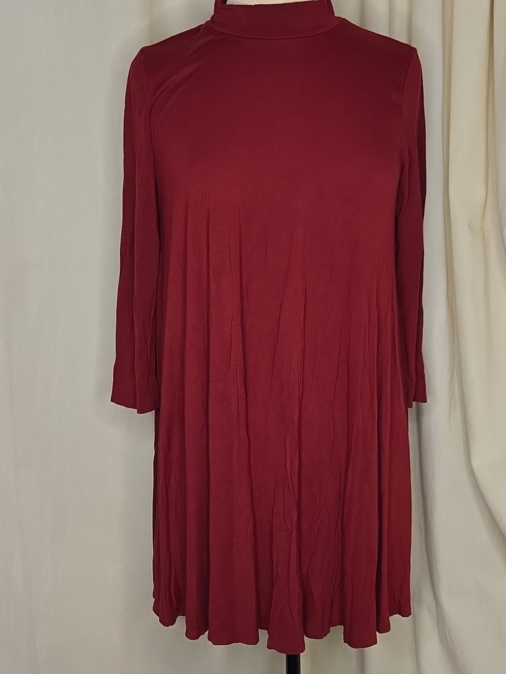 Rolla Coster Deep Red Mock Neck Swing Dress